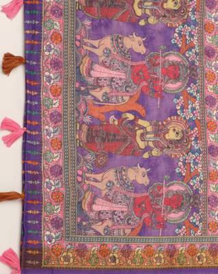 Digital print lilen blend zari dupatta for women and girls to wear on gown chaniya choli kurti etc 5