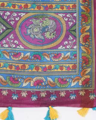 Digital print lilen blend zari dupatta for women and girls to wear on gown chaniya choli kurti etc 5