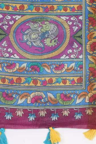 Digital print lilen blend zari dupatta for women and girls to wear on gown chaniya choli kurti etc