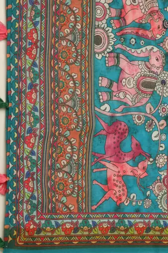 Digital print lilen blend zari dupatta for women and girls to wear on gown chaniya choli kurti etc