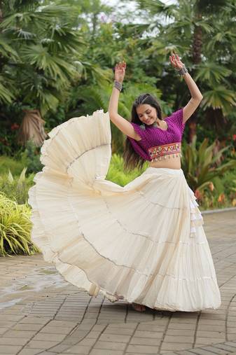 wine Adorable Designer Readymade Cotton Lehenga choli Set for NAVRATRI -2024