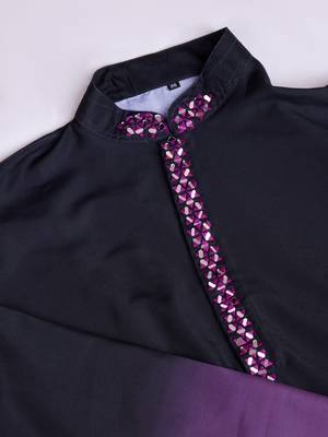 Black & dusty purple rayon mirror work wedding function festival navratri party wear straight kurta with dupatta 8