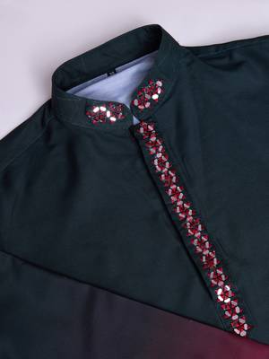 Green & maroon rayon mirror work wedding function festival navratri party wear straight kurta with dupatta 7
