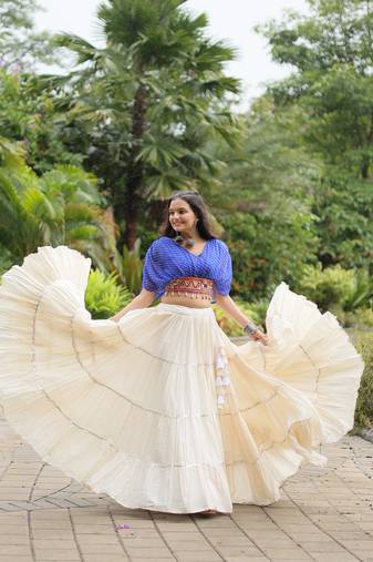blue Adorable Designer Readymade Cotton Lehenga choli Set for NAVRATRI -2024