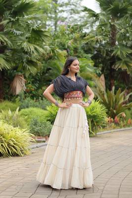 black Adorable Designer Readymade Cotton Lehenga choli Set for NAVRATRI -2024 4