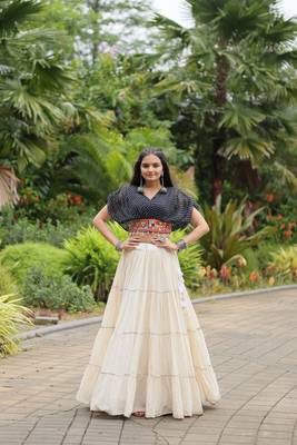 black Adorable Designer Readymade Cotton Lehenga choli Set for NAVRATRI -2024 6