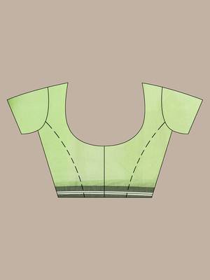 Pistachio green muslin soft saree with embroidered work 5