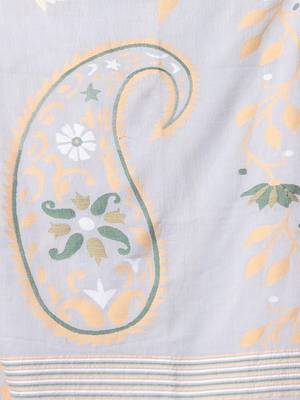 Grey cotton soft saree with foliage design 4