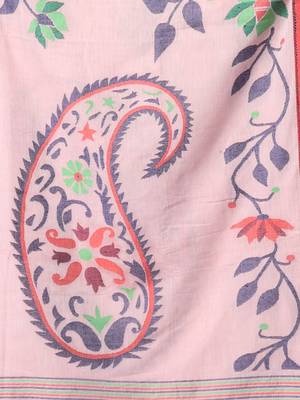 Rosewood pink cotton soft saree with foliage design 4