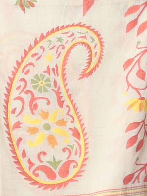 Pistachio green cotton soft saree with foliage design 4