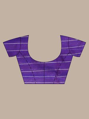 Violet cotton silk saree with zari border 5
