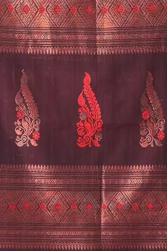 Brown cotton handspun soft saree with zari border