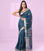 Emerald green silk matka soft saree with nakshi motifs