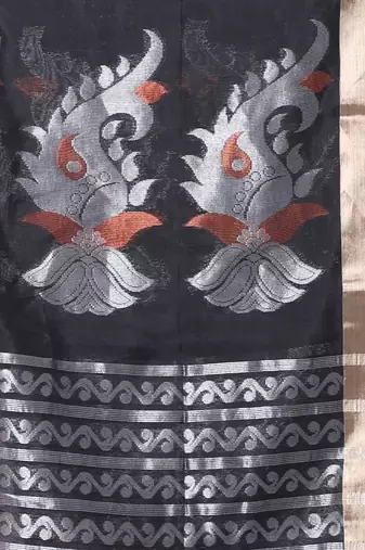 Black silk matka soft saree with nakshi motifs