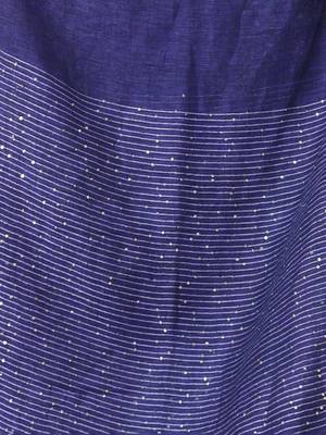 Blue flower motifs linen saree with sequence work 4