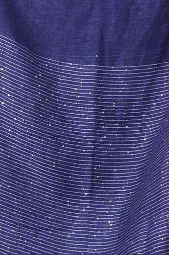 Blue flower motifs linen saree with sequence work