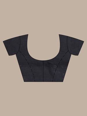 Black flower motifs linen saree with sequence work 5