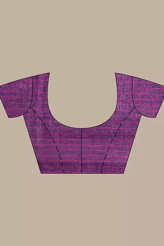 Purple flower motifs linen saree with sequence work