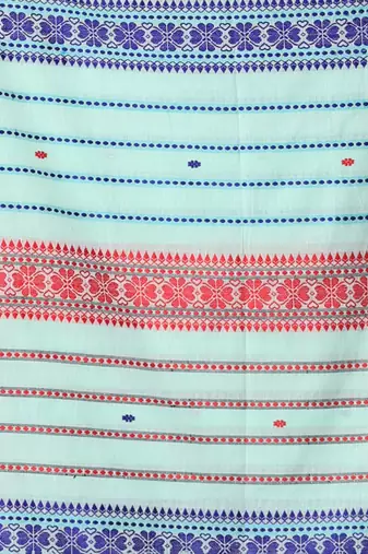 Sea green cotton handspun soft saree with texture border