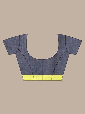 Dark grey linen saree with ganga jamuna border 5