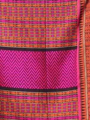 Black cotton handspun soft saree with paisley motifs 4