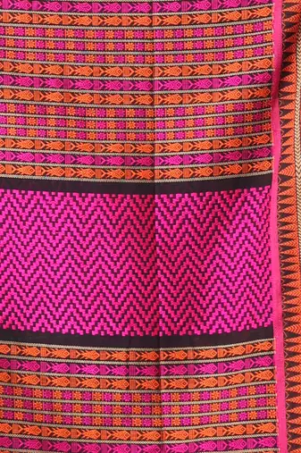Black cotton handspun soft saree with paisley motifs