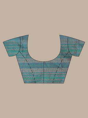 Green muslin duel-tone saree with floral designs 5