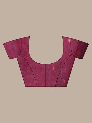 Magenta cotton handspun soft saree with zari woven texture pattern 5