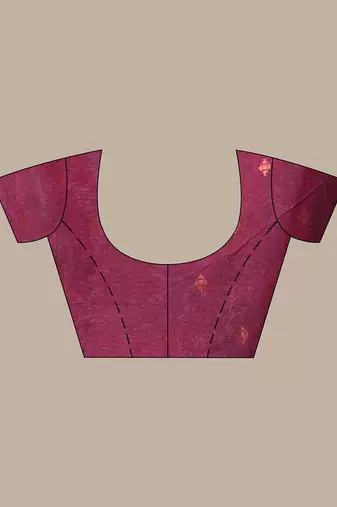 Magenta cotton handspun soft saree with zari woven texture pattern