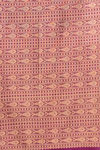 Purple cotton handspun soft saree with woven fish pattern