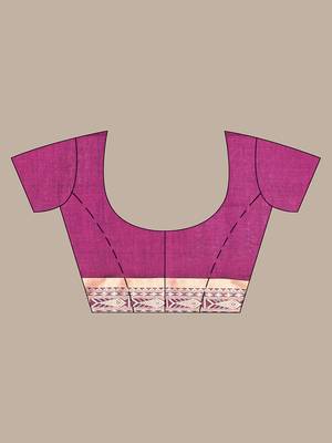 Purple cotton handspun soft saree with woven fish pattern 5