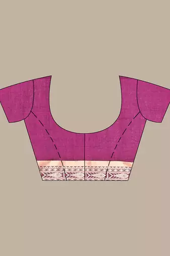 Purple cotton handspun soft saree with woven fish pattern