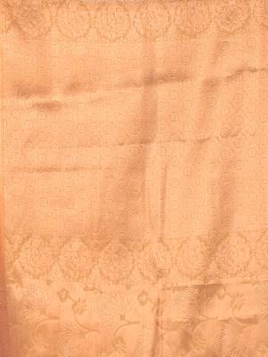 All over zari weaving beige brocade silk soft saree 4