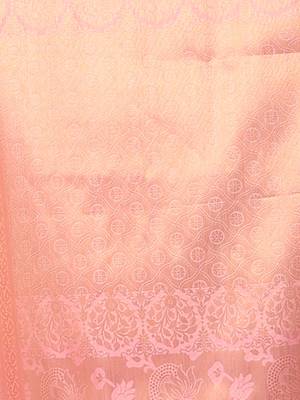 All over zari weaving pink brocade silk soft saree 4