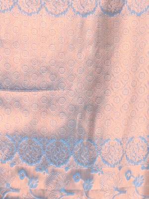 All over zari weaving sky blue brocade silk soft saree 4