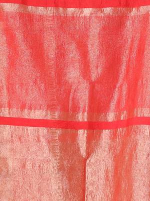 Red crush tissue saree with zari border 4