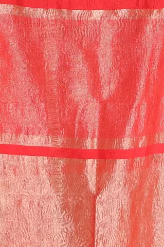 Red crush tissue saree with zari border