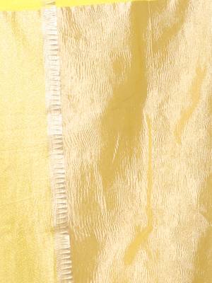 Yellow crush tissue saree with zari border 4