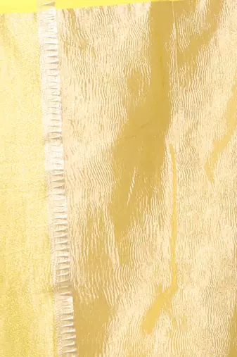 Yellow crush tissue saree with zari border