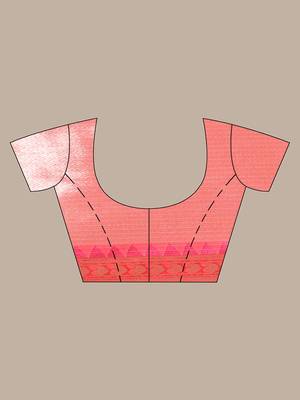 Baby pink tissue checkbox pattern saree with ganga jamuna zari border 5