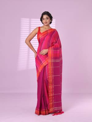 Multicolor cotton soft saree with zari stripe border 1