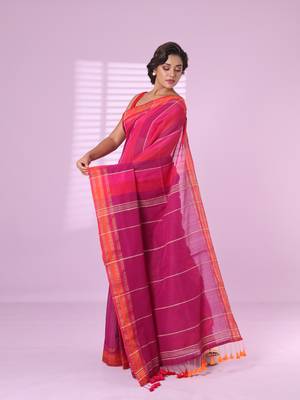 Multicolor cotton soft saree with zari stripe border 2