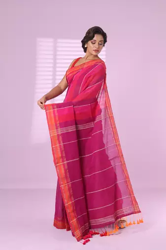 Multicolor cotton soft saree with zari stripe border
