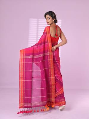 Multicolor cotton soft saree with zari stripe border 3