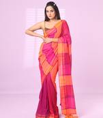 Multicolor cotton soft saree with zari stripe border