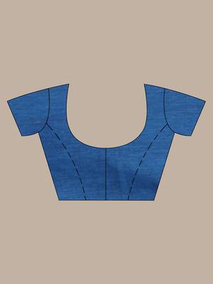 Green and sapphire blue patli pallu cotton soft saree with stripes zari pattern 5