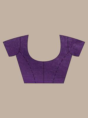 Moss green and purple patli pallu cotton soft saree with stripes zari pattern 5
