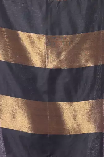 Black and magenta patli pallu cotton soft saree with stripes zari pattern