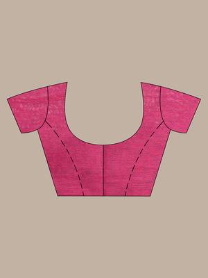 Black and magenta patli pallu cotton soft saree with stripes zari pattern 5
