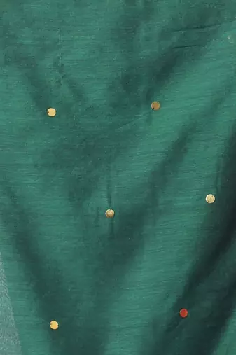 Green cotton sequence work soft saree with contrast border